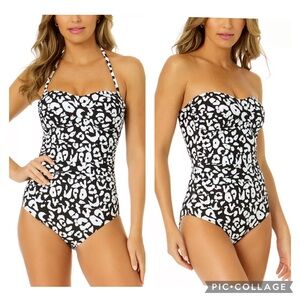 ANNE COLE Twist-Front One-Piece Swimsuit Sz 16